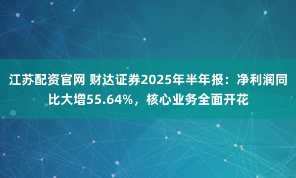 江苏配资官网 财达证券2025年半年报：净利润同比大增55.64%，核心业务全面开花